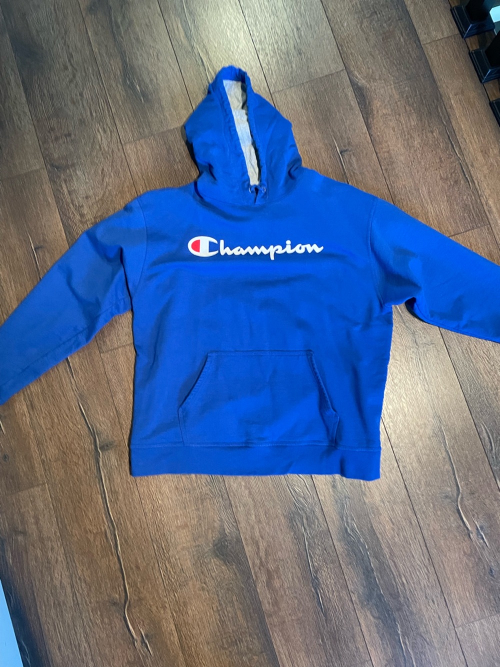 Champion Royal Blue Pullover Hoodie with White & Red Logo